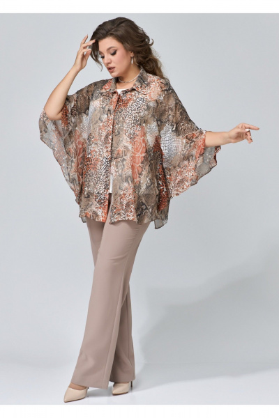 Брюки прямого силуэта из текстиля с застежкой на молнию Fita 20265 кофейный - фото 7