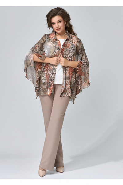 Брюки прямого силуэта из текстиля с застежкой на молнию Fita 20265 кофейный - фото 5