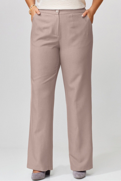 Брюки прямого силуэта из текстиля с застежкой на молнию Fita 20265 кофейный - фото 2