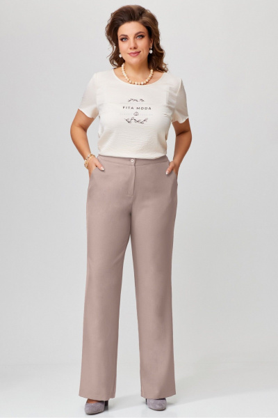 Брюки прямого силуэта из текстиля с застежкой на молнию Fita 20265 кофейный - фото 1