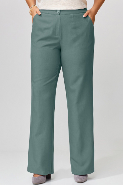 Брюки с резинкой прямой посадки из текстиля Fita 20266 зеленый - фото 3