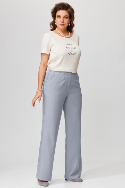 Брюки серые классические из текстиля с карманами Fita 20267 светло-серый - фото 2