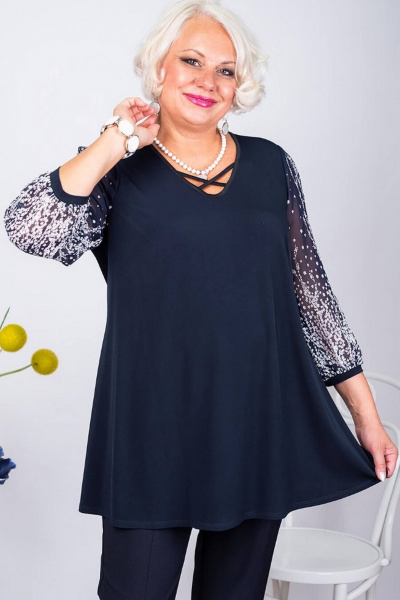 Туника А-силуэта с шифоном и трикотажем для любого типа фигуры Camelia 2319 3 - фото 2