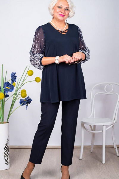 Туника А-силуэта с шифоном и трикотажем для любого типа фигуры Camelia 2319 3 - фото 1