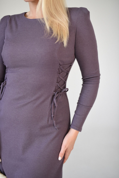 Платье трикотажное приталенное с шнуровкой по бокам Мастер Мод 838тс тёмная_лаванда - фото 4