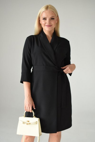 Платье жакет до колена из текстиля с лацканами Мастер Мод 863с черный - фото 1