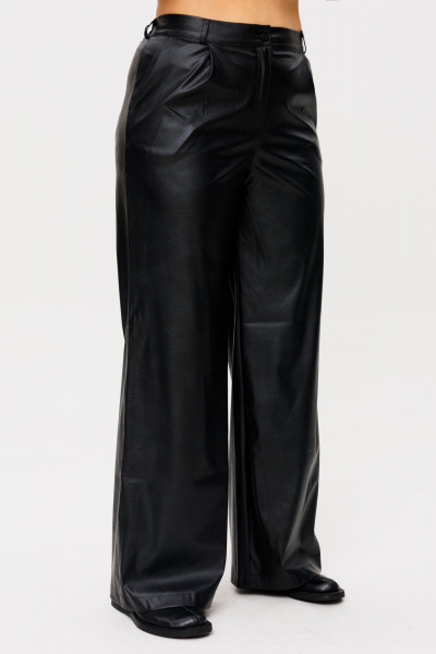 Брюки палаццо из эко-кожи с высокой посадкой Anelli 1400.2 - фото 3