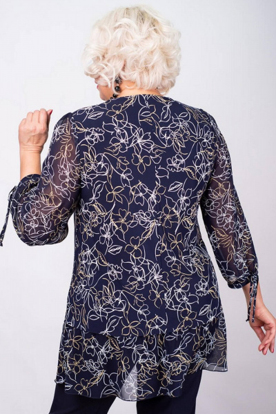 Туника из трикотажа и шифона с баской и романтичным стилем Camelia 2338 1 - фото 3