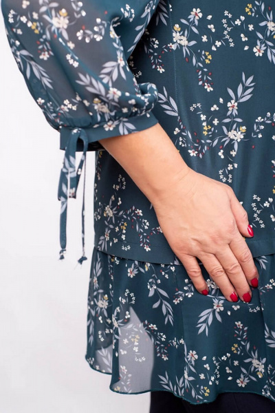 Туника А-силуэта из трикотажа с шифоном для повседневного образа Camelia 2338 3 - фото 6