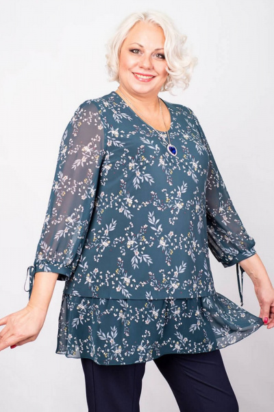 Туника А-силуэта из трикотажа с шифоном для повседневного образа Camelia 2338 3 - фото 5