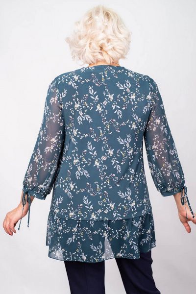 Туника А-силуэта из трикотажа с шифоном для повседневного образа Camelia 2338 3 - фото 3