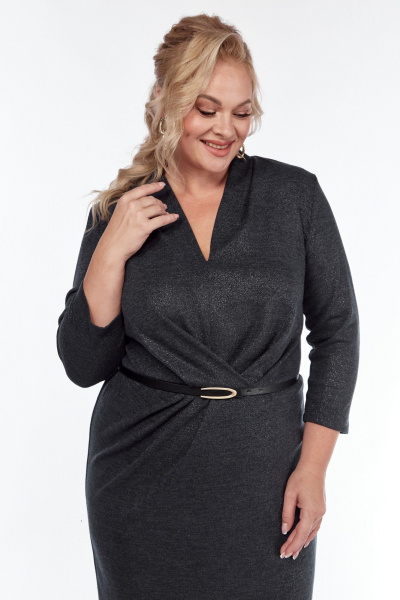 Платье из вискозы и трикотажа с мягкими складками Диомант 2011 черный - фото 3