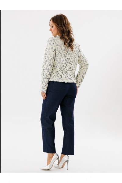 Жакет полуприлегающий с жемчужными отделками из текстиля Condra 15101 молочный_голубой - фото 14