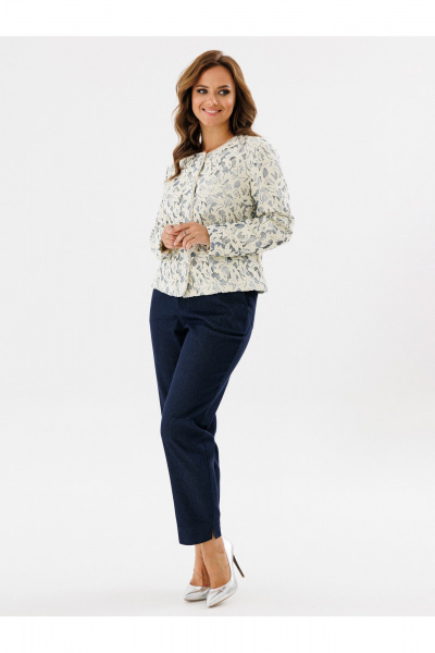 Жакет полуприлегающий с жемчужными отделками из текстиля Condra 15101 молочный_голубой - фото 13