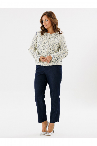 Жакет полуприлегающий с жемчужными отделками из текстиля Condra 15101 молочный_голубой - фото 12