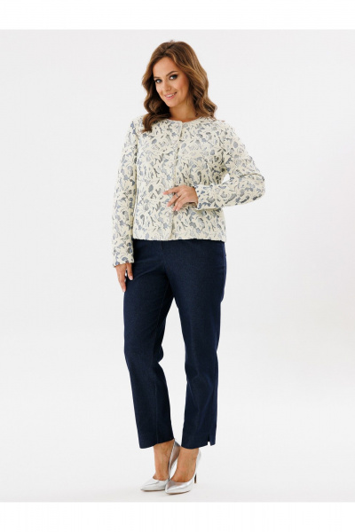 Жакет полуприлегающий с жемчужными отделками из текстиля Condra 15101 молочный_голубой - фото 10