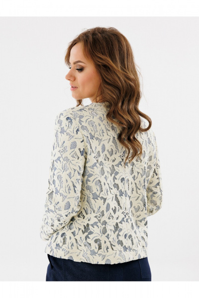 Жакет полуприлегающий с жемчужными отделками из текстиля Condra 15101 молочный_голубой - фото 8