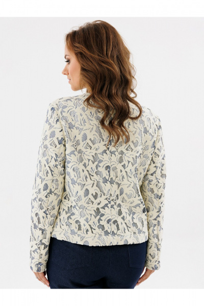 Жакет полуприлегающий с жемчужными отделками из текстиля Condra 15101 молочный_голубой - фото 2