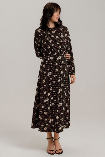 Платье приталенное с принтом и длинными рукавами JRSy 2506 - фото 2