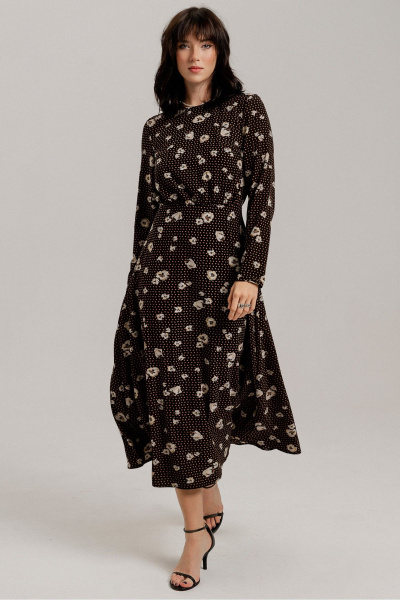 Платье приталенное с принтом и длинными рукавами JRSy 2506 - фото 1