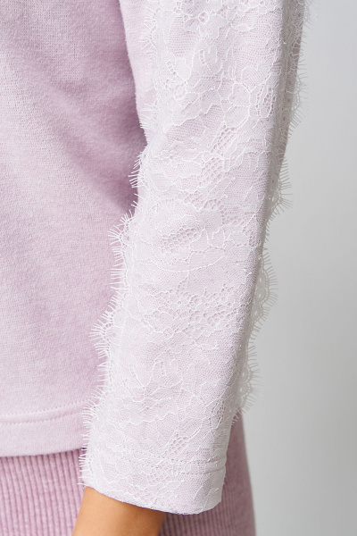 Мягкий комплект туника и юбка из трикотажа с кружевом Мишель стиль 1224 розовая_пастель - фото 7