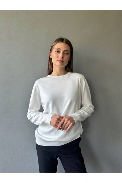 Джемпер молочный из вискозной пряжи с круглой горловиной Ketty К-19040 молочный - фото 5