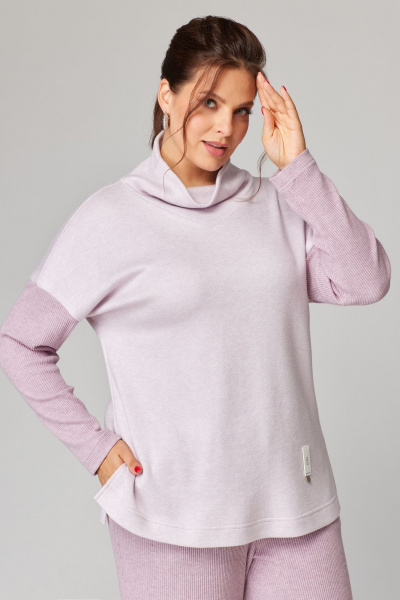 Нежный комплект туника и юбка из трикотажа Мишель стиль 1223 розовая_пастель - фото 6