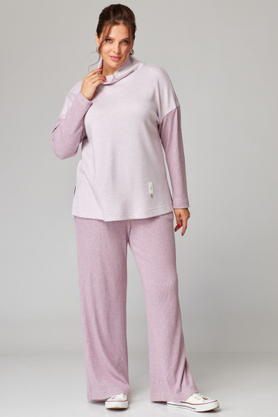 Нежный комплект туника и юбка из трикотажа Мишель стиль 1223 розовая_пастель - фото 5