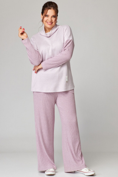 Нежный комплект туника и юбка из трикотажа Мишель стиль 1223 розовая_пастель - фото 4