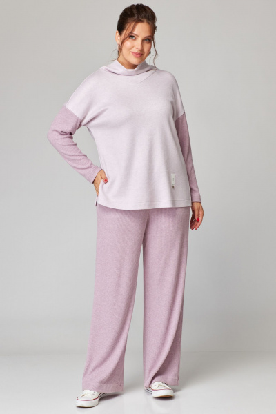 Нежный комплект туника и юбка из трикотажа Мишель стиль 1223 розовая_пастель - фото 3