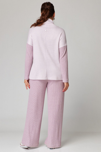 Нежный комплект туника и юбка из трикотажа Мишель стиль 1223 розовая_пастель - фото 2