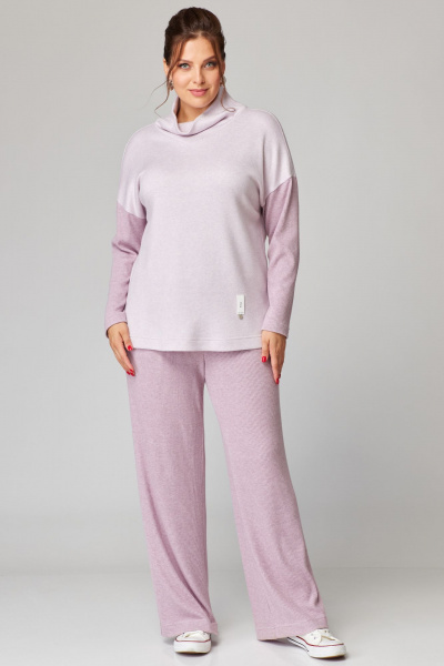 Нежный комплект туника и юбка из трикотажа Мишель стиль 1223 розовая_пастель - фото 1