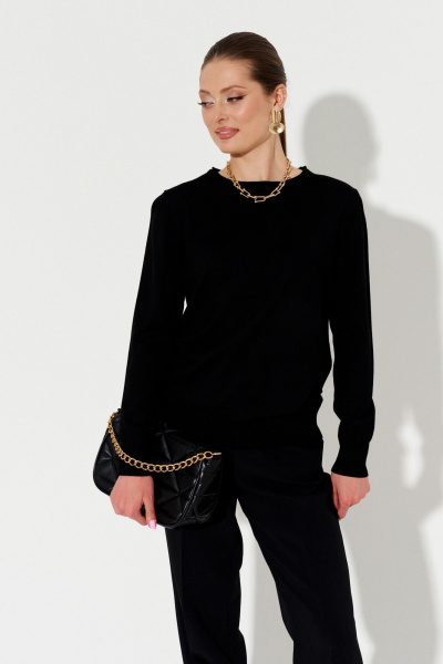 Джемпер черный прямого силуэта из трикотажа Ketty К-19040 черный - фото 2