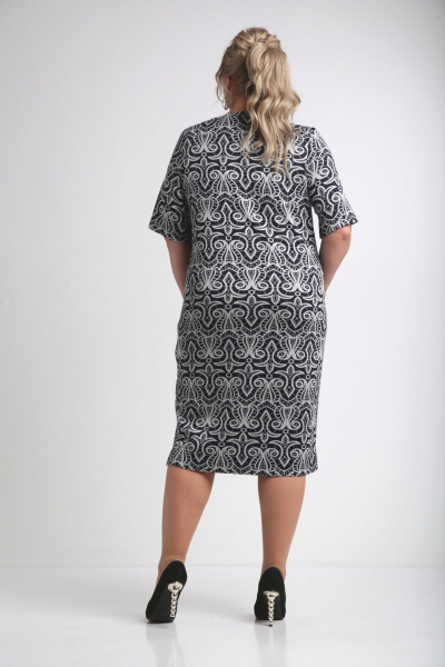 Черное платье из трикотажа прямого силуэта с разрезами Ивелта плюс 1829 - фото 2