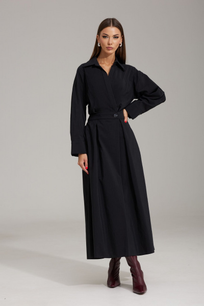 Платье приталенное со спущенным плечом и карманами N.O.W. 1478 - фото 1