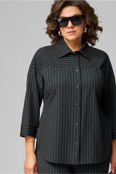 Костюм блуза и брюки с горизонтальной кокеткой из текстиля Орхидея 1468 - фото 6