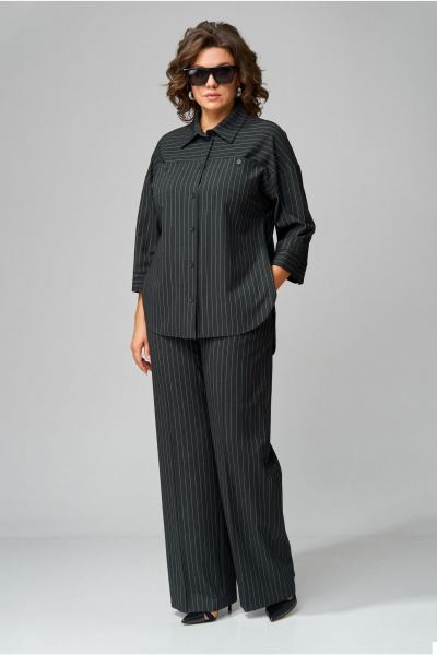 Костюм блуза и брюки с горизонтальной кокеткой из текстиля Орхидея 1468 - фото 1