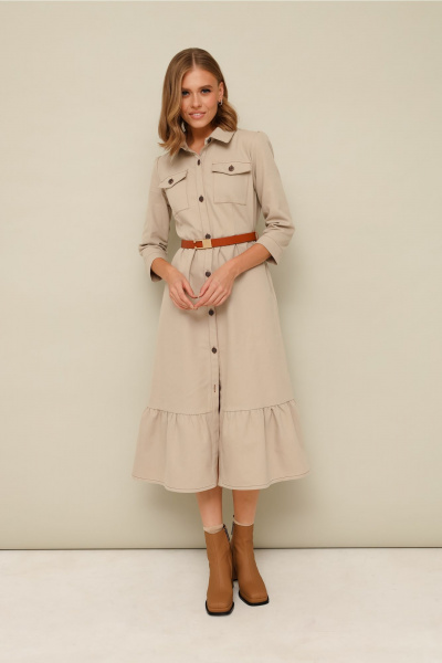 Джинсовое платье с накладными карманами и поясом PUR PUR 11-320/1 - фото 1