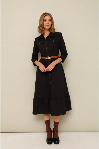 Джинсовое платье с воротником и ремнем для повседневного образа PUR PUR 11-320/2 - фото 1