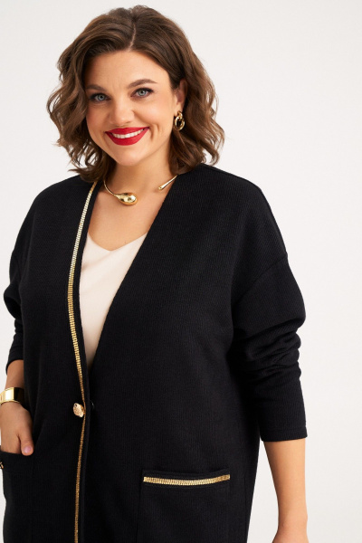 Демисезонный длинный кардиган свободного силуэта из трикотажа Almirastyle 392 - фото 4