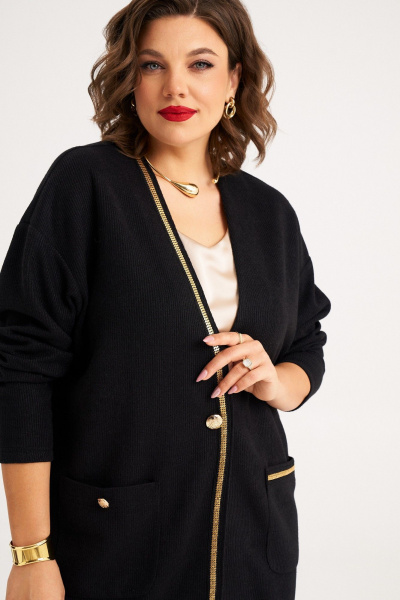 Демисезонный длинный кардиган свободного силуэта из трикотажа Almirastyle 392 - фото 3