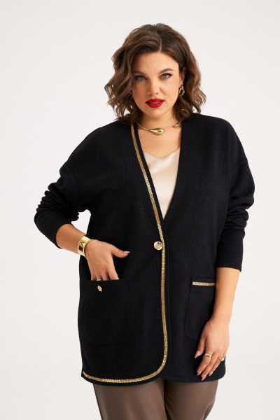 Демисезонный длинный кардиган свободного силуэта из трикотажа Almirastyle 392 - фото 2