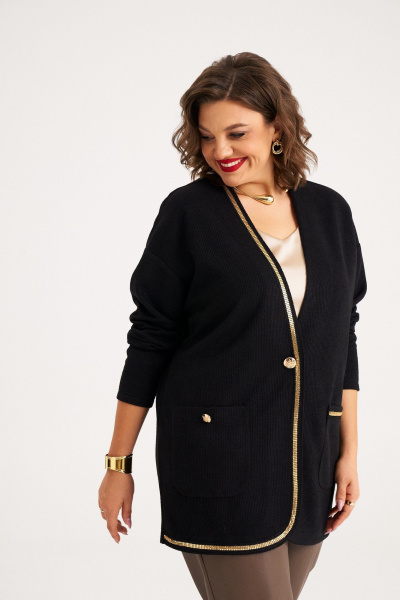 Демисезонный длинный кардиган свободного силуэта из трикотажа Almirastyle 392 - фото 1