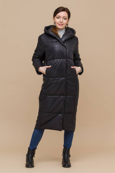 Демисезонное пальто oversize из плащёвой ткани Domna 8325 черный(170) - фото 4