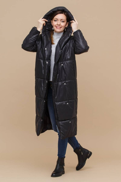 Демисезонное пальто oversize из плащёвой ткани Domna 8325 черный(170) - фото 3