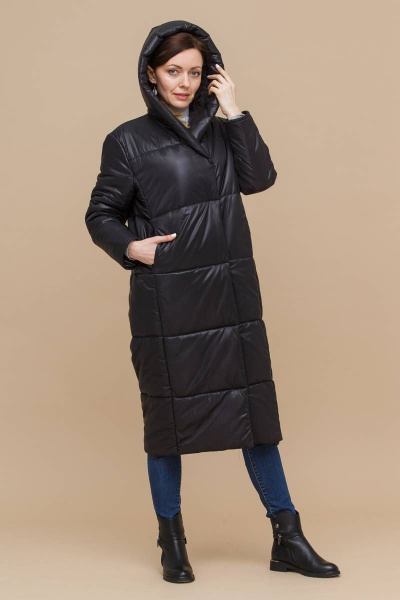 Демисезонное пальто oversize из плащёвой ткани Domna 8325 черный(170) - фото 1