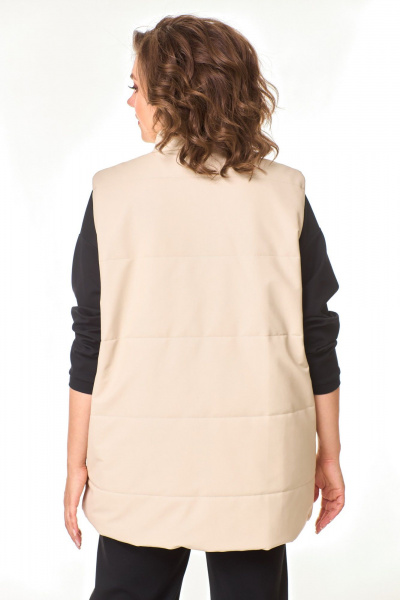 Демисезонный жилет из эко-кожи с утеплителем и кулиской T&N 7572 песочный - фото 3