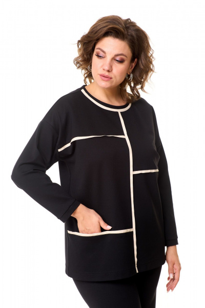 Демисезонный костюм брюки, джемпер и жилет из эко-кожи T&N 7573 песочный+черный - фото 9