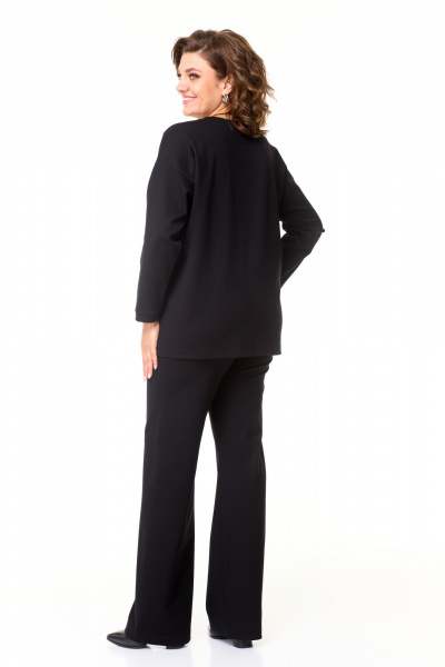 Демисезонный костюм брюки, джемпер и жилет из эко-кожи T&N 7573 песочный+черный - фото 10