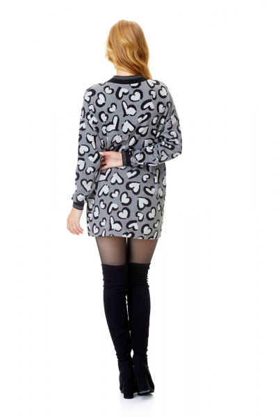 Аутентичное платье-свитер из трикотажа с длинным рукавом и круглым вырезом T&N 7575 «сердце»меланж_серый - фото 3